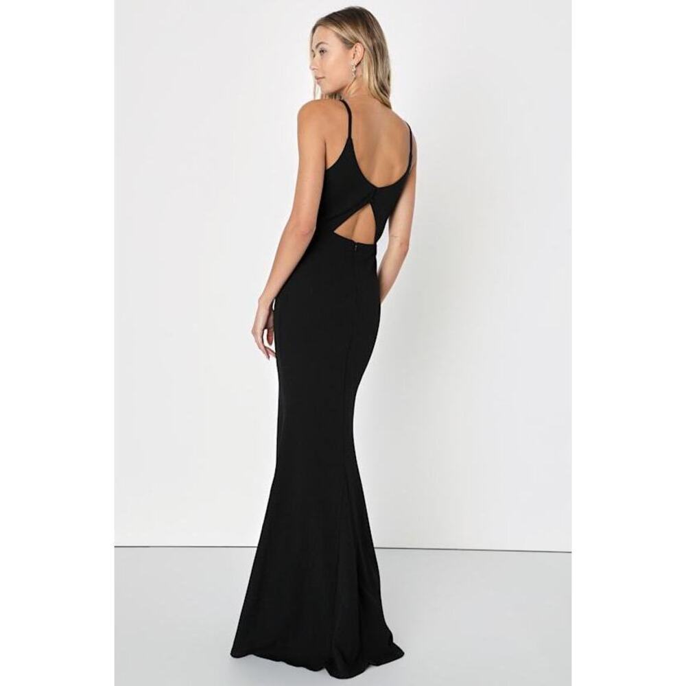 Lulus Moments Of Bliss Black Backless Mermaid Maxi Dress - Size XS